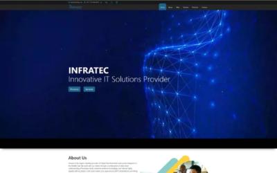 Hero section screenshot of Infratec, a website tailored for a system integrator company, emphasizing innovative IT solutions in Dubai