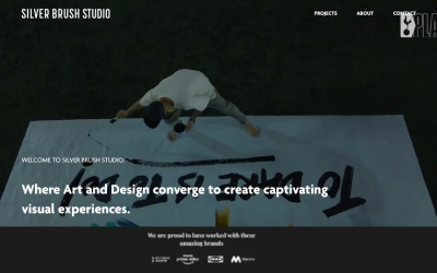 Hero section screenshot of Silverbrush Studio, a custom website showcasing the portfolio of a leading creative agency in art and design.